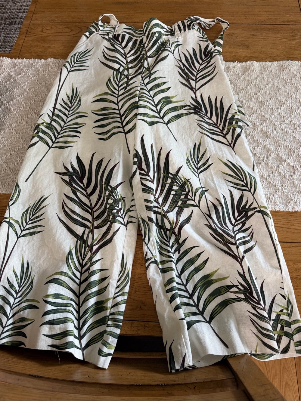 Joie Cream Jumpsuit with Green Leaf Print